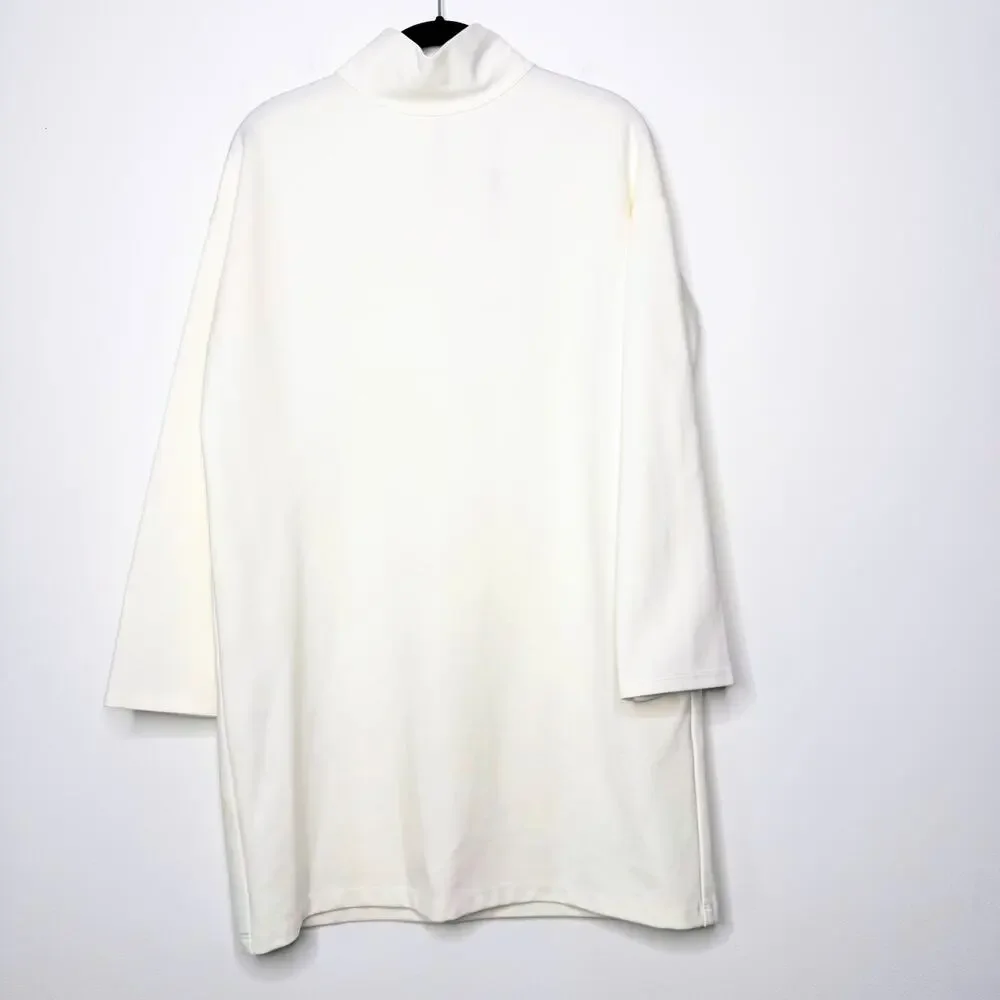 Emerson Fry Edie Turtleneck Dress Ivory Ponte Mod Mini Size S New With Tags - Picture 2 of 12